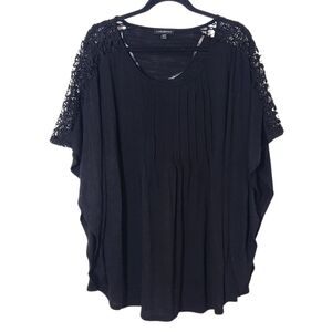 Lane Bryant Black Crochet Sleeve Blouse Size 18/20